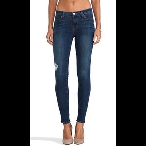 J Brand Mid Rise Skinny Distressed iQuantum Jeans